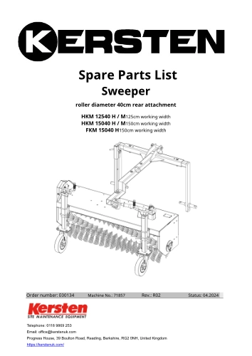 Spare Parts Lists Rear Front Sweeper HKM 12540 H /...